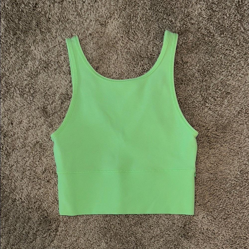 Lululemon Women's Green Ribbed Athletic Tank Top
